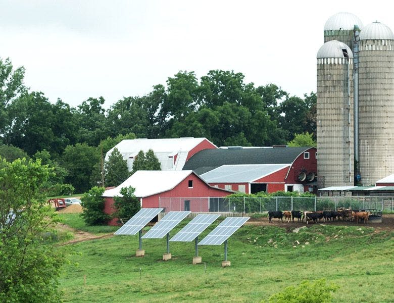 Solar panels used on an Organic Valley Farm