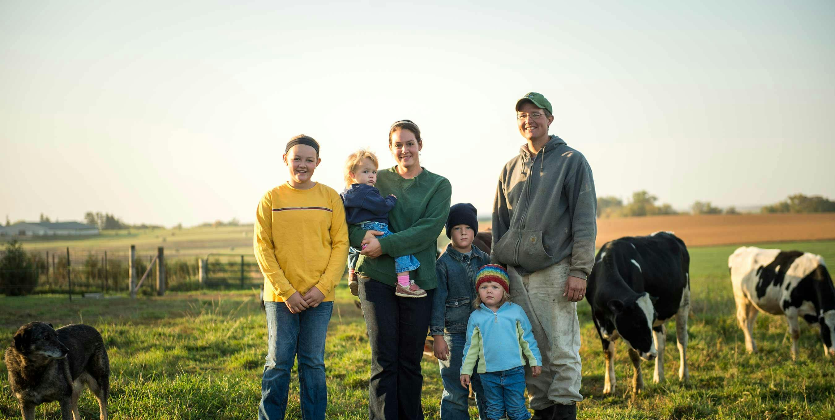 The Palmer family on their Organic Valley family farm