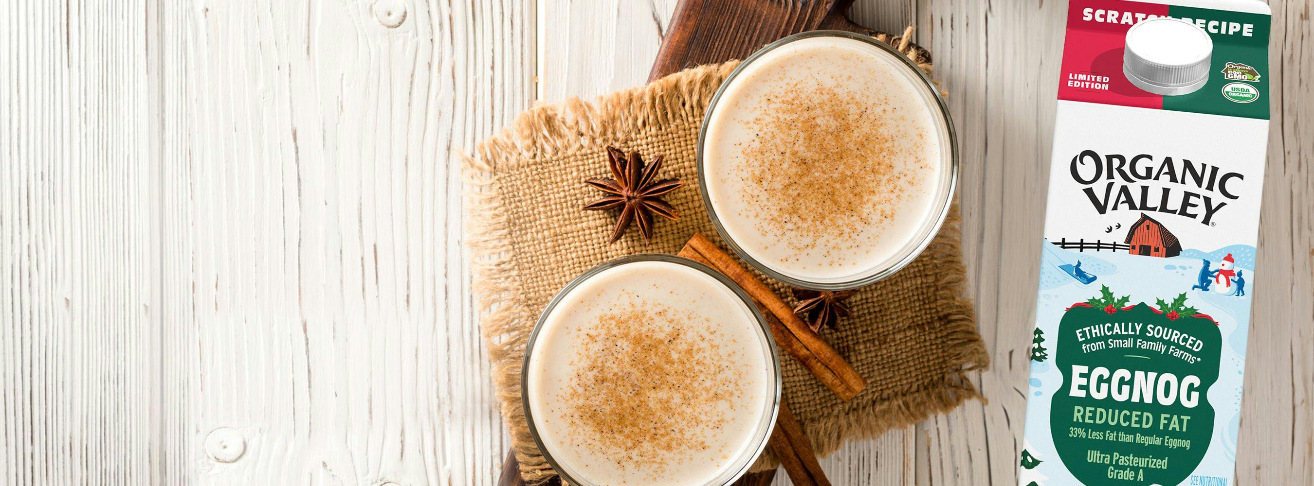 glass of eggnog and spices
