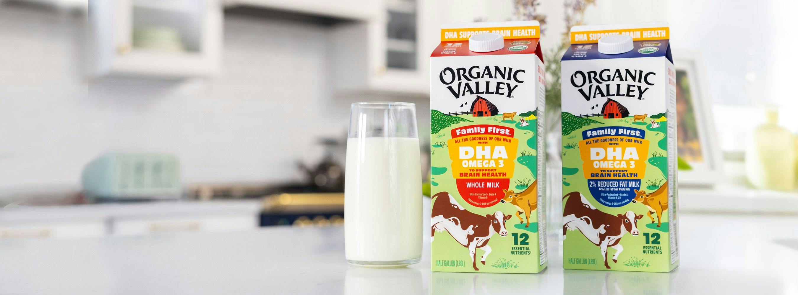 DHA omega 3 milk organic valley whole and 2%