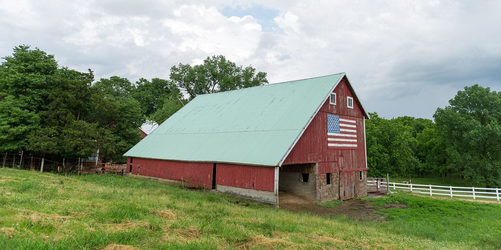 Red Patriotic Barn on the Farm