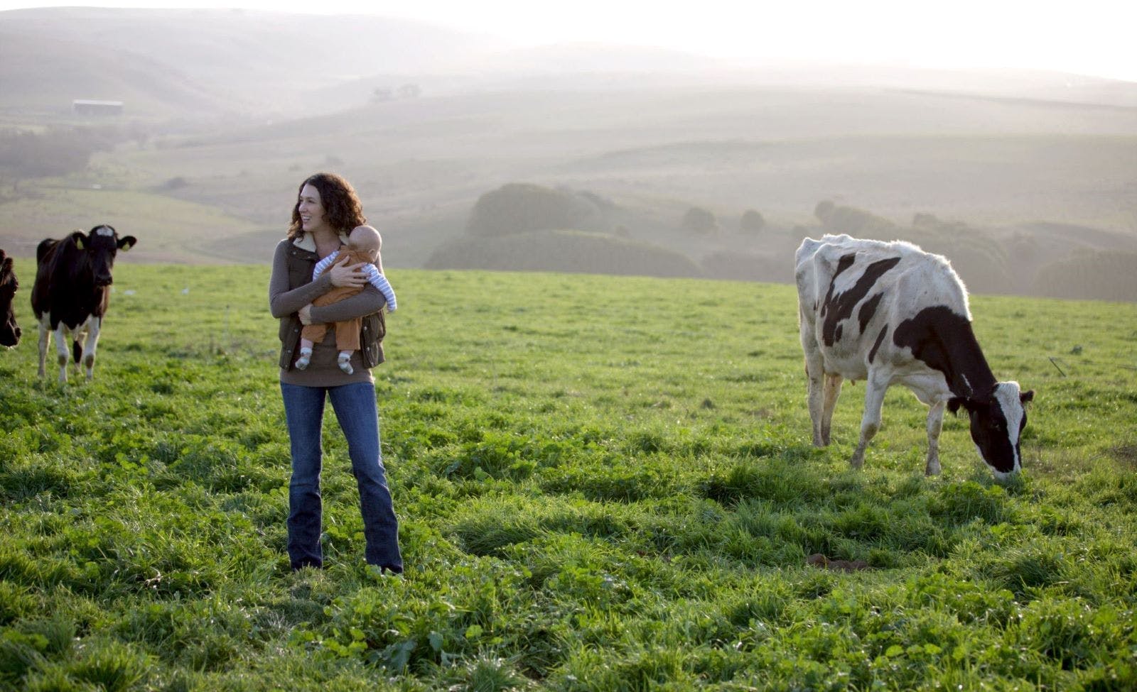Jacquelyn Bordessa and son, Davis, on the family farm in California.