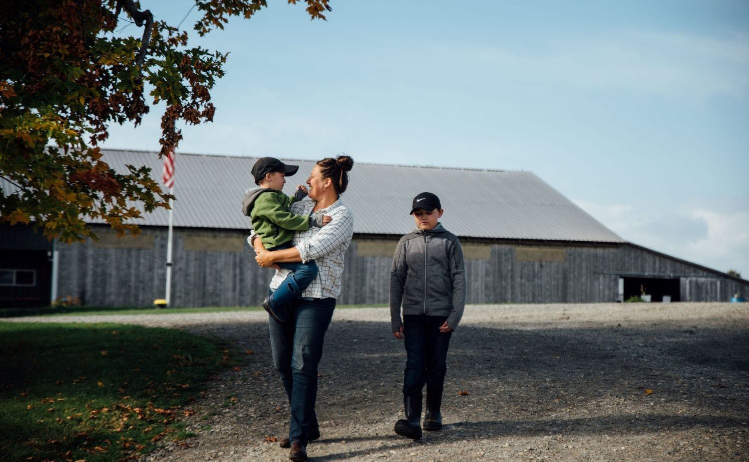 Abbie Corse and her sons on their organic farm in Vermont.