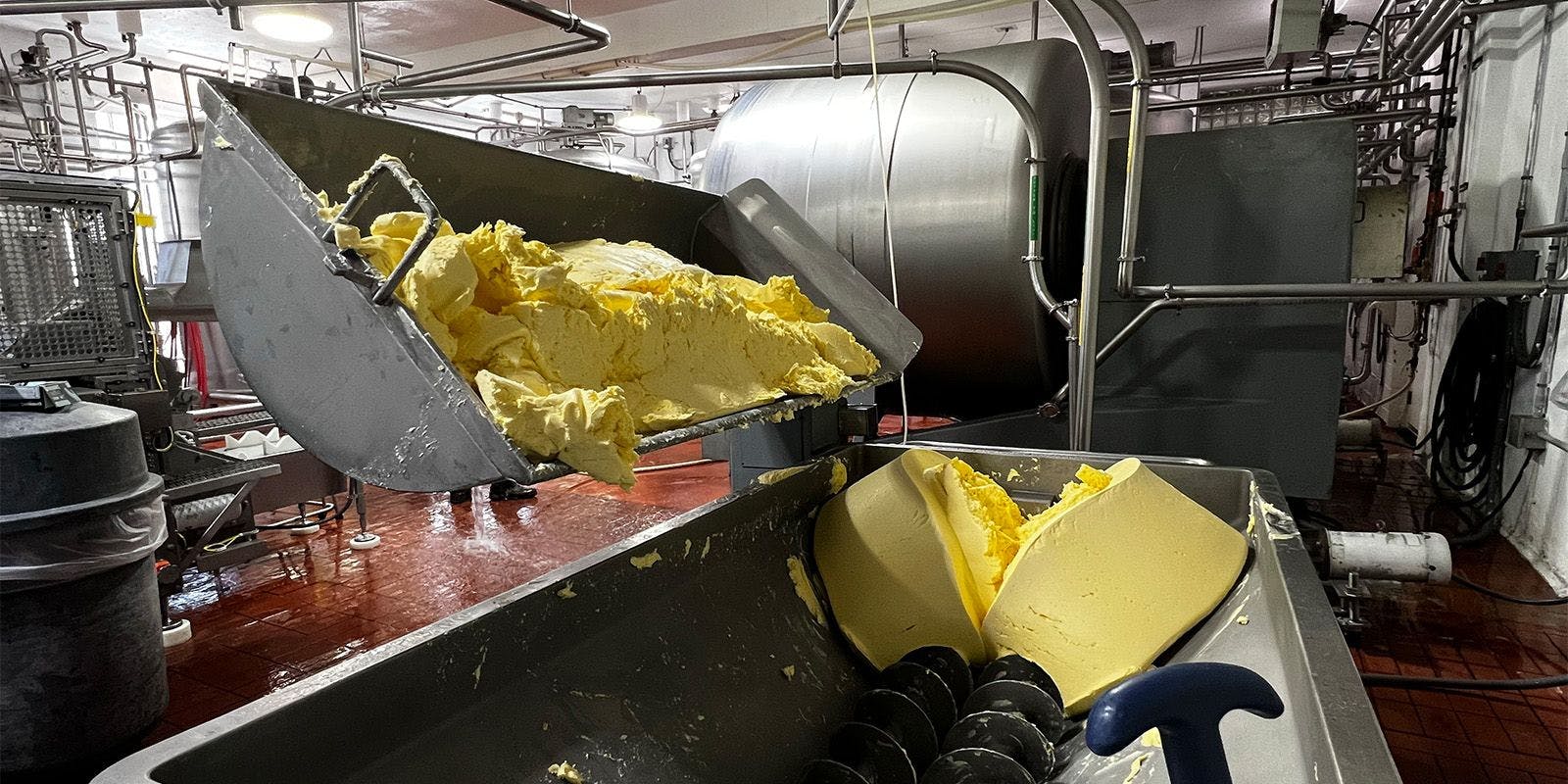 Organic butter is processed at the Chaseburg Creamery in Wisconsin.